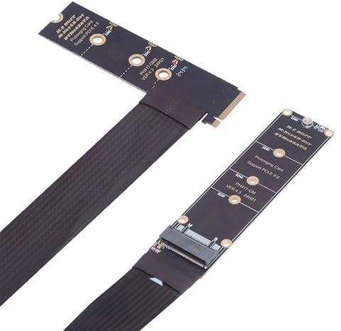 NFHK NGFF M-Key NVME Male to Female Extension PCI Express Cable 30cm Right Angled Type 90 Degree PCI-E 4.0 for Mainboard SSD 2230/2242/2260/2280