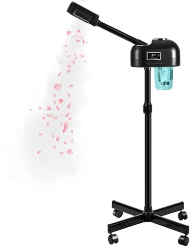 Vapeur facial professionnel avec spray ozone, brume chaude, fonction minuterie, écran tactile LCD, spa à la maison, noir