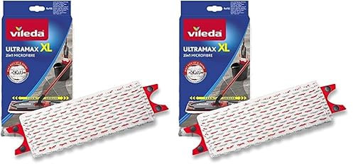 Vileda Ultramax XL Bodenwischer Ersatzbezug, extrabreiter Wischmopp Bezug Ultramat_Ultramax aus Mikrofasern, für alle Hartböden, Waschmaschinen geeignet, 2er Pack