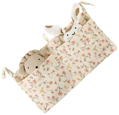 Aufbewahrungstasche für Windeln an der Seite des Babybetts, Tasche für das Babybett | Babybett Hängetasche aus Baumwolle mit zwei Taschen, Hängetasche für Kinderflaschen im Bett, Hängetasche für