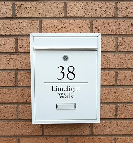 Signs & Numbers Wall Mounted Lockable Mailbox – Anthracite Grey Secure Post Box with Nameplate | Weather-Resistant Steel Letterbox for A4 Mail, Envelopes & Magazines | Outdoor Mail Organizer