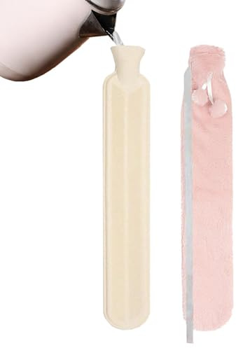 Wärmflasche, langer Gummi-Wärmbeutel für Rücken, Nacken, Beine, waschbarer Bezug, Tasche, Taille, lange Wärmflasche, Schmerzlinderung, sowohl heißes als auch kaltes Wasser, extra