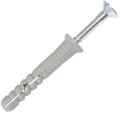 Nageldübel mit Senkkopfschrauben Schnellmontage Schlagdübel Dübel mit vormontierten Schrauben - Einschlagdübel mit Nagelschrauben (∅6 mm x 40mm, 200.0, Stück)