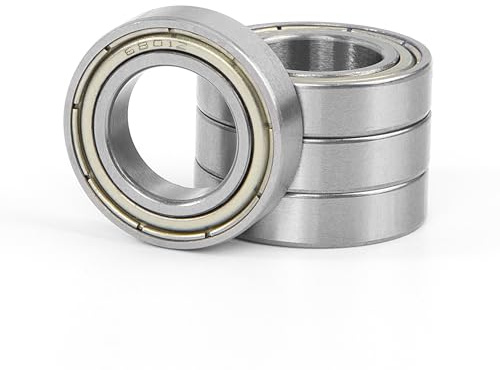 4 Stück 6801ZZ Kugellager 12x21x5mm doppelt geschützte Rillenkugellager mit Metall Doppeldichtung, Chromstahl und Vorgeschmiert, 6801-2Z, für DIY, Drehbänke, Motoren, 3D-Drucker