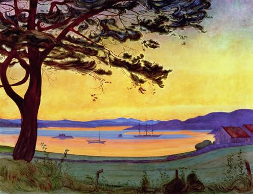 FIKAGXQGT Poster Wandbilder Leinwand Kunst Poster Druck Leinwand Malerei Ansicht von Helgeroa von Harald Oscar Sohlberg Gemälde Kunst Bilder für Wanddekoration 60x90cm