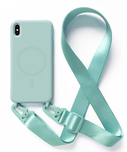 2NSPDRGNI Handykette Schutzhülle kompatibel mit iPhone XR Handyhülle mit Band,Kabellosem Laden Hülle Halsband Lanyard Silikonhülle,minzgrün