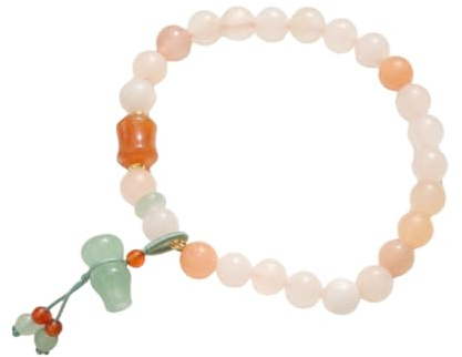 NAFEIMILUN Bracelets En Pierre Naturelle Bracelet En Jade Pour Femme Pendentif En Calcédoine Bracelet En Péridot Fil D'Or Bijou En Jade Gourd