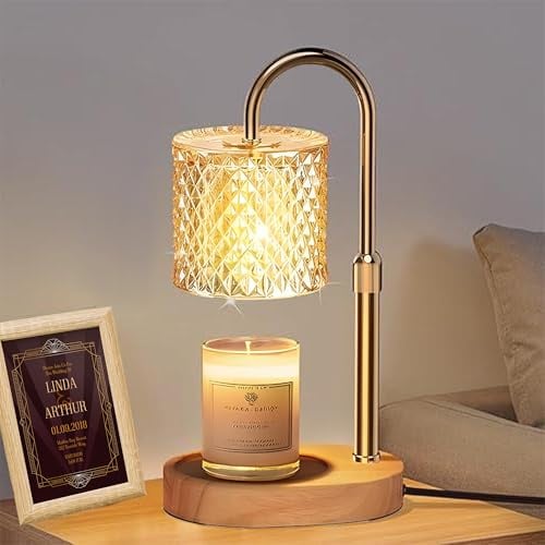 HUZAYL Candle Warmer Lamp with Adjustable Brightness, Safe Electric Candle Melter for Home Decor and Fragrance, Elegant Design with Dimmer Control, Ideal for Relaxation (Round)