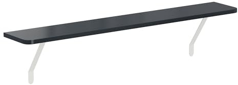 Loch & Skye Loby Radiator Shelf with Foil Insulation 15 x 1.8cm MDF Wooden Floating Shelf with Brackets No-Drill Over Radiator Shelves for Heat Circulation in Living Room & Bedroom (Black, 120cm)