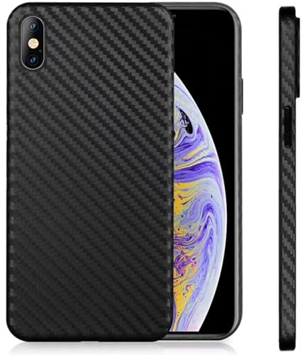 FAOMSEBS for iPhone XS Max Case, Carbon Fiber Texture, Ultra Thin Black | Slim Fit, Lightweight Grip, Wireless Charging, Flexible Body and Anti-Fingerprint Finish for Office, Travel and Daily Use