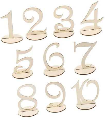 IMIKEYA Lot de 10 Porte-numéros de Table en Bois Synthétique Khaki, Design Simple et Pratique pour Décoration de Mariage et Réception