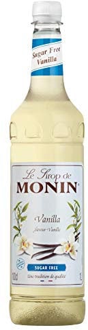 MONIN Premium Vanilla Sugar Free Syrup 1L for Coffee and Cocktails. Vegan-Friendly, Allergen-Free, 100% Natural Flavours and Colourings. Sugar-Free Vanilla Coffee Syrup