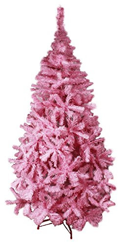 HAAC künstlicher Weihnachtsbaum in Farbe pink 180 cm Tannenbaum aufklappbar mit Metallständer Ständer