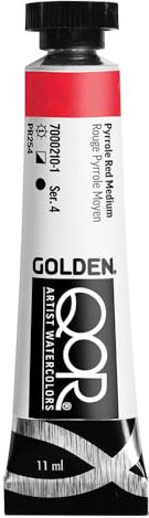 GOLDEN QoR Artist Watercolors, Pyrrole Red Medium, 11 ml Tube