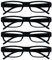 OPULIZE ACE Lesebrille für Damen und Herren - 4er-Pack - Schmaler Rechteckiger Rahmen - Komfort Federscharniere - Kratzfest - Schwarz UVR +2.50