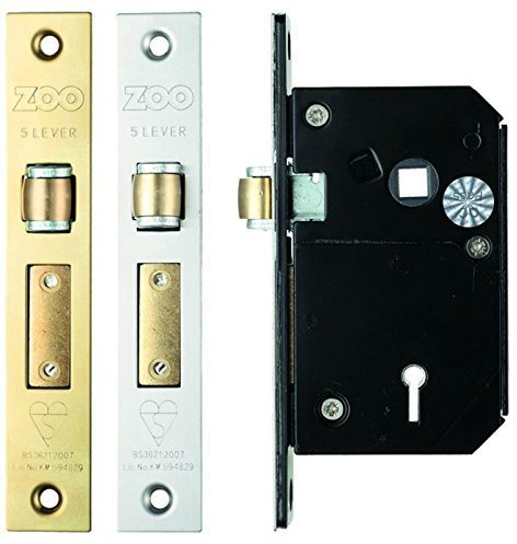 Zoo Hardware BS British Standard 5 Lever Chubb Retro-Fit Door Sashlock Lock (Satin Stainless, 67mm (2.6))