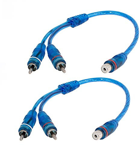 sourcing map Car Audio RCA Female to 2 RCA Male Splitter Adapter Cable Blue | 2 Pcs, Plastic, Metal