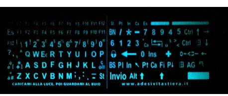 StickersLab - Adesivi lettere grandi tastiera Italiano fosforescenti si illuminano al buio colore blu TASTI GRANDI