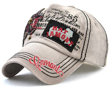 CHENNUO Distressed Patch Basecap Unisex Vintage Snapback Einstellbar Outdoor SportKappe (Grau)