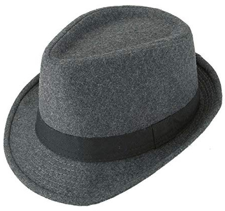 FALETO Unisex Classic 20s Trilby Fedora Hat with Band Casual Jazz Cap Manhattan Grey