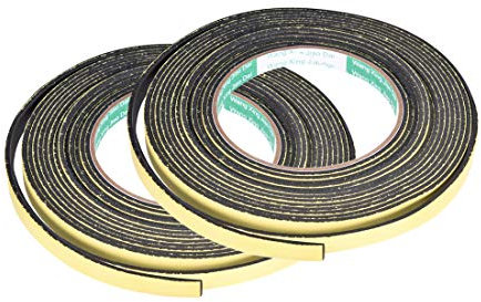 sourcing map Sealing Foam Tape 10mm Wide 2mm Thick 5m/16.4ft Long, Self Adhesive Weather Strip for Window Door Insulation, Pack of 2