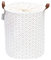 Sea Team Arrow Pattern Laundry Hamper Canvas Fabric Laundry Basket Collapsible Storage Bin with PU Leather Handles and Drawstring Closure, 19.7 by 15.7 inches, Waterproof Inner, Grey