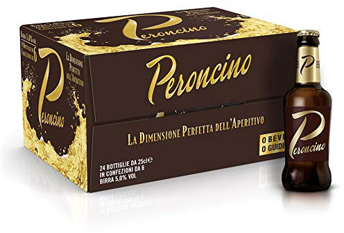Peroncino Cassa con 24 Birre in Bottiglia da 25 cl, 6 L, Birra Lager con Malto 100% Italiano dal Gusto Moderatamente Amaro, Gradazione Alcolica 4.7% Vol