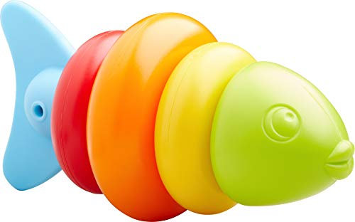 HABA 304907 - Steckspiel Fisch, Badespielzeug für Kinder ab 1,5 Jahren in Fischform, Steckspiel 15 cm in 5 Teilen für Badewanne und Planschbecken in vielen Farben ab 18 Monaten