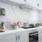 JSEVEM 40CM×5M Thick White and Grey Marble Wallpaper Peel Stick Removable White Gray Marble Contact Paper Vinyl Wrap Glossy Granite Furniture Tile DIY Sticker for Kitchen Cabinets Vanity Worktop Table