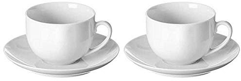 Price & Kensington Durable Coffee Cup with Saucer 275ml White (Pack of 2)