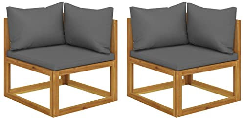 vidaXL 2X Ecksofas Modular mit Auflagen Witterungsbeständig Gartenmöbel Sofa Gartensofa Lounge Sessel Ecksessel Einzelsofa Dunkelgrau