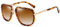 Dollger Übergroße Quadratische Sonnenbrille für Männer Frauen Pilot Shades Gold Frame Retro Brille(Leopardenrahmen / Farbverlaufstee)