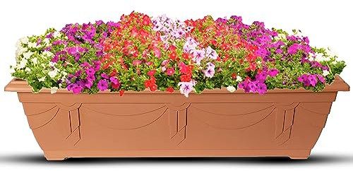 VR7 Pot de fleurs de 60 cm de long (terre cuite, sans plateau)
