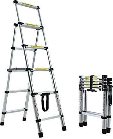 4+5 Step Ladder(4.6ft + 5.6ft) Combination Ladder Telescopic Loft Ladder Industrial Multi-Purpose Ladders,Portable and Foldable,For Outdoor & Indoor Use
