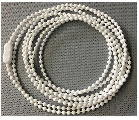 EFIXS Rollokette aus PVC (Bedienkette) – mit Kettenverbinder - Bedienlänge 200 cm (Umlauf 400 cm) - 3,2 x 4 mm, für Rollos, Jalousien, Lamellenvorhänge, Farbe: Weiss