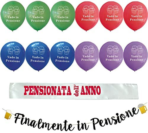 Striscioni Finalmente in Pensione Fascia Fasce Pensione Banner Bandiera Ghirlanda Festone Retirement Palloncino Finalmente in Pensione Decorazioni per Festa di Pensionamento