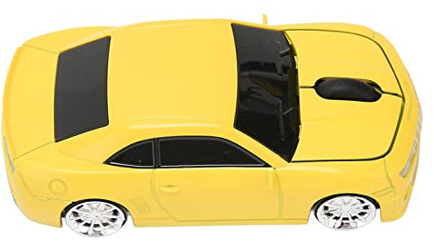 Bewinner 2,4 GHz Sportwagen-förmige Kabellose Maus, Optische Kabellose Gaming-Mäuse mit USB-Empfänger, Computermäuse für Laptop-Desktop-Computer (Gelb)