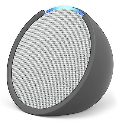 Echo Pop | Altavoz inteligente Bluetooth con Alexa de sonido potente y compacto | Blanco + funda blanda, Made for Amazon, para Echo Pop (modelo del 2023), Gris