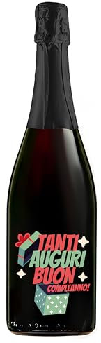 Bottiglia con etichetta personalizzata di Prosecco DOC Extra Dry - Idea regalo per compleanno esclusiva e originale (0,75L, Lettering - Buon compleanno)