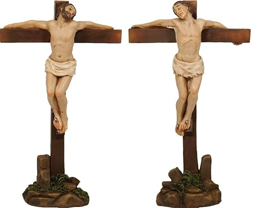 FADEDA 2X Passionsfiguren: 2 Schächer/Höhe:9 cm/handbemalt/detailgetreue Krippen Figuren - Weihnachten Tisch Dekoration Krippe Zubehör