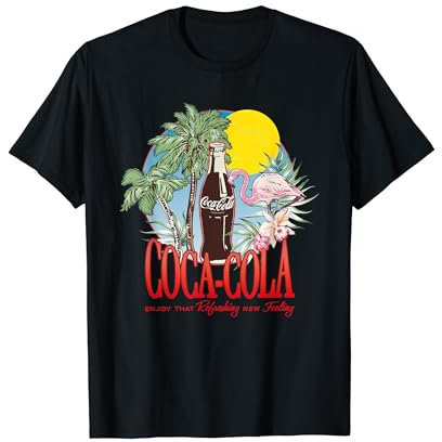Coca-Cola T-Shirt été 1886 Noir Unisex Adulte Petit Regular Small EU 32 inches 16-16.5 Col V Coupe classique Manche courte 1 Count 0 Poches Non extensible Adulte Fans de Coca-Cola