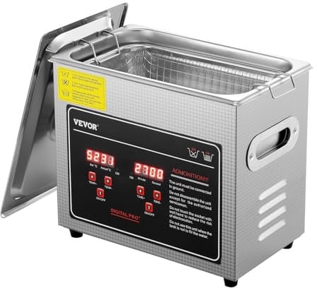 VEVOR Limpiador Ultrasónico 3L, Bandeja Ultrasónica Digital de Acero Inoxidable con Calefacción Tiempo y Temperatura Ajustable Dispositivo de Limpieza Ultrasónica para Joyería Gafas Relojes