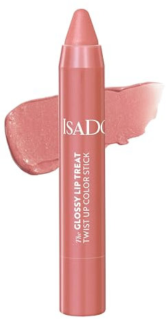 Isadora The Glossy Lip Treat Twist Up Colour Lip Stick - Feuchtigkeitsspendender Lippenstift mit Squalan - Vegan, tierversuchsfrei, aufpolsternd, nicht klebend, Gloss (Beach Peach 09, 3,3 g)