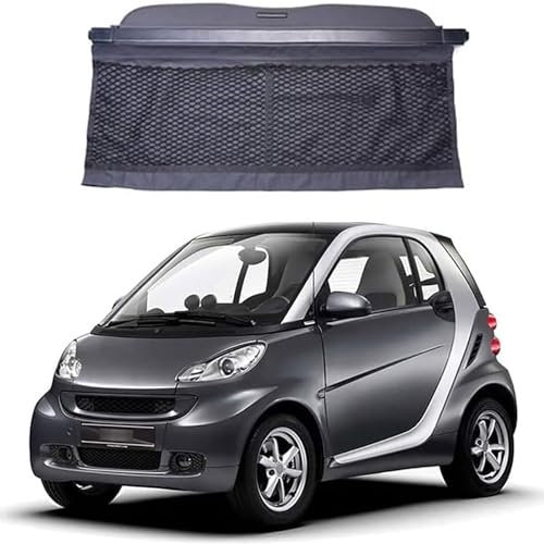 StrOux Auto Laderaumabdeckung Kofferraum Hutablage für Smart 451 fortwo 2015-2020, Einziehbarer Hintere Kofferraumabdeckun Rollo Cargo Cover Privatsphäre Schutz Zubehör