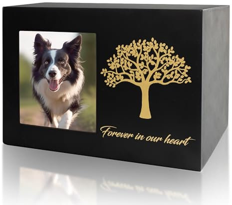 DiDiBirDi Haustierurnen für Hund oder Katze, personalisierter Bilderrahmen und Baum des Lebens, Asche aus Holz, für Katze oder Hund, Erinnerungsbox (groß)