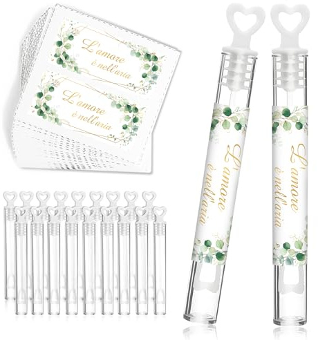 BOFUNX 50 Stücke Seifenblasen Hochzeit mit 25pcs Aufkeber Wedding Bubbles für Hochzeit Geburtstag Verlobung Valentinstag Party Gastgeschenk