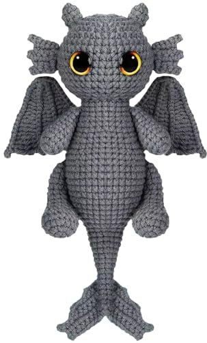 Lucydigla Häkelset für Anfänger, Amigurumi Häkeltier-Sets für Erwachsene und Kinder mit Schritt-für-Schritt-Video-Tutorials, Häkel-Starter-Set mit Garnen, Haken, Zubehör, Jumbo-Schwarzer Drache