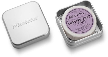Störtebekker® Premium Rasierseife & Seifendosen Set - Seifendose Aluminium Set inkl. Rasierseife in verschiedenen Varianten - Vegane Rasierseife Handgefertigt in Seifenmanufaktur (Lavendel)