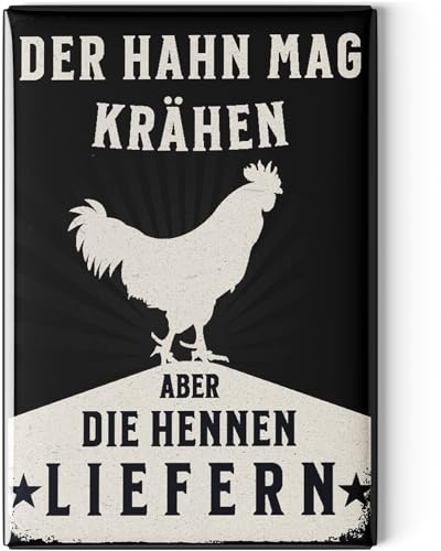 LANOLU Kühlschrankmagnete lustig- Der Hahn mag krähen- Geschenke für Hühner-Liebhaber- lustige Magnete mit Sprüchen und witzigen Motiven 8x5,5cm