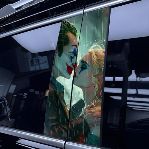 Fouvin Auto Aufkleber, B-Säule Schutz, 1 Set Clown Aufkleber, Vinyl, Schwarz, Cartoon, Outdoor, 1 Stück